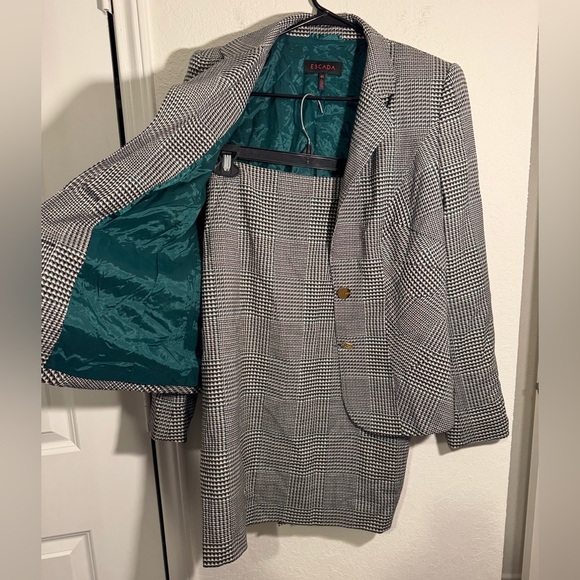 Escada Virgin Wool Black White Houndstooth Blazer Jacket Suit Set Womens EU 40 - Picture 7 of 15